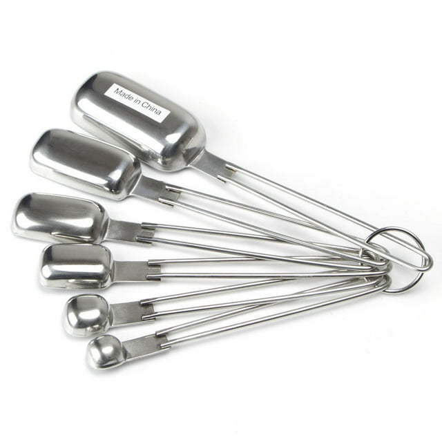 6 Pcs en Acier Inoxydable Cuillère à Mesurer Tasses Cuillère à Mesurer Ensemble Ensemble d'Acier Inoxydable Cuillère à Café Outils de Cuisson Cuisine Café à la Maison