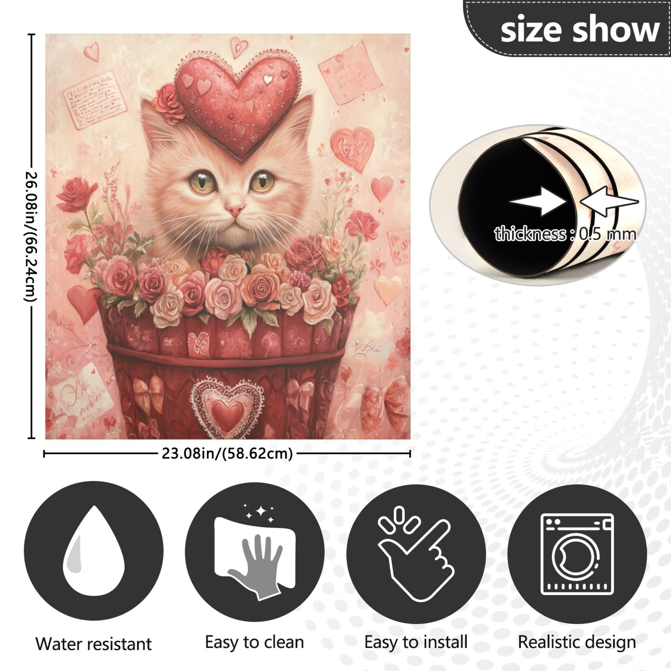 WOBOGO Red Basket Cat Magnetic Dishwasher Sticker Personalized DIY Beautiful and Practical Home Kitchen Decorations 23×16in