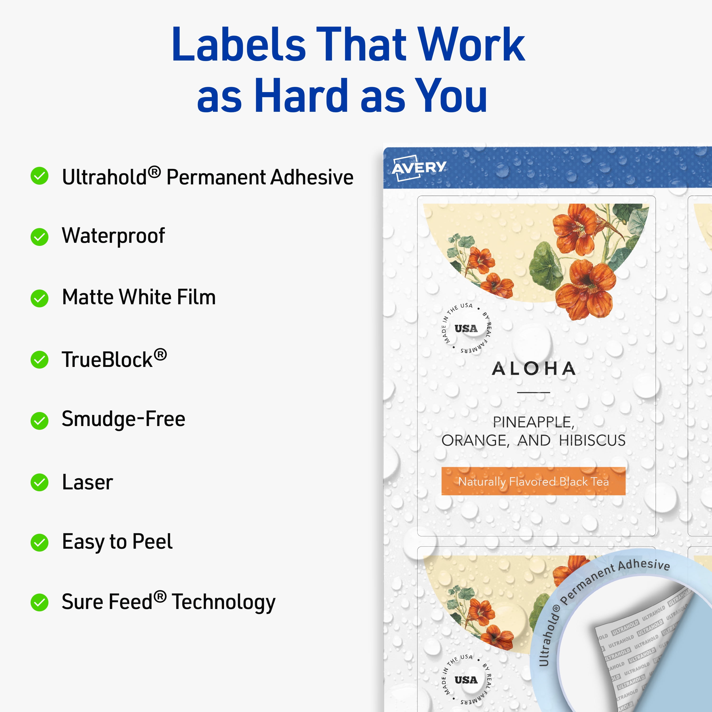 Avery Waterproof Rectangle Labels, 5" x 3.5", 400 Total