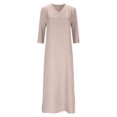 thumbnail image 4 of DHFJKG Dresses For Women 3/4 Sleeve Loose Fit Solid Color Layering Tunic Maxi Dresses V Neck Stylish Dresses, 4 of 4