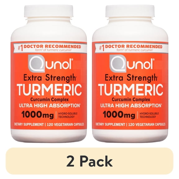 (2 pack) Qunol Turmeric Capsules, 1000mg, Ultra High Absorption, Joint Support Herbal Supplement, 120 Count