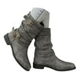 thumbnail image 3 of eileial Women's Wide Width Ankle Boots, Flat Heel Short Boots Side Zipper Slouchy Booties,Gray 7, 3 of 6