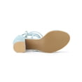 thumbnail image 5 of BLISSFUL STEP Women's Open Toe Lace up Sandals Mid Block Heels Sandals Sky Blue 4.5, 5 of 7