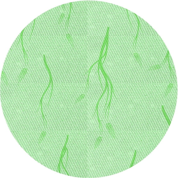 Ahgly Company Machine Washable Indoor Round Transitional Light Green Area Rugs, 6' Round