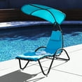 thumbnail image 2 of Hanging Chaise Lounger Chair Patio Porch Arc Swing Hammock Chair Canopy Outdoor [Blue], 2 of 8