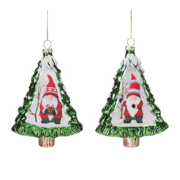 Gnome Pine Tree Ornament Set of 12