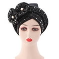 thumbnail image 2 of MSJUHEG Braid Turban Cap Twisted Braid Hat Braid Head Wrap for Women Beading Braid Hat Cancer Wrap Cap Sleep Caps Hats for Women Fascinators Hats for Women Polyester Spandex 1PC Hat Black One Size, 2 of 2