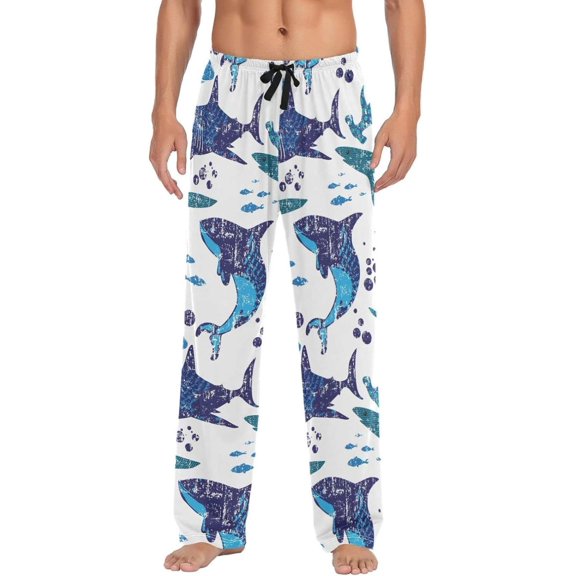 GZHJMY Shark Pajama Pants for Men, Lounge Pants Lightweight Men Pajama Bottoms with Drawstring Pockets, Christmas New Year Birthday Gifts, Small