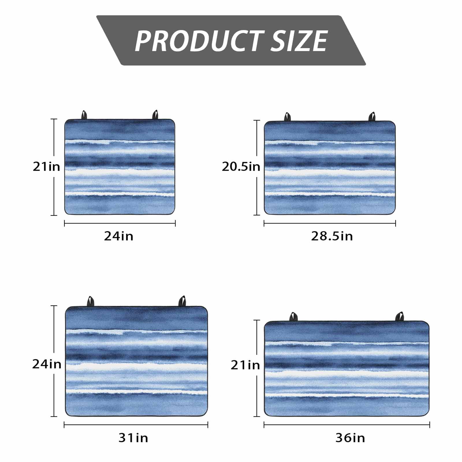 Blue Stripes Stove Top Cover for Electric Stove, Heat-proof & Non Slip Glass Top Stove Cover Protector, Watercolor Retro Ombre Abstract Tie Dye Art Kitchen Flat Cooktop Rubber Mat 24x21 Inches