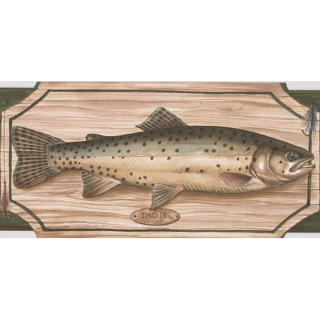 Fish Chopping Board on Olive Green Shelf Kitchen Bathroom Wallpaper
