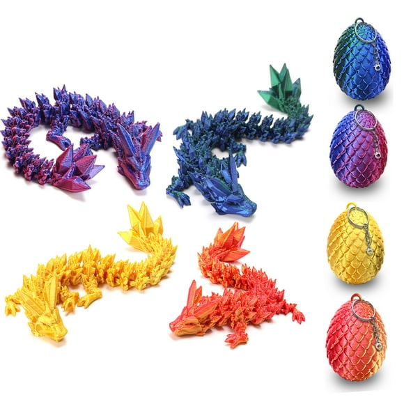 Podafu, 4 unidades, minihuevos de dragón impresos en 3D con llavero