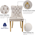 thumbnail image 3 of Upholstered High-end Dining Chairs,Tufted Side Chair with Golden Stainless Steel Plating Legs,Nailhead & Back Ring Pull Trim, Kitchen Dining Room Furniture,Tufted Dining Chairs(Beige,Set of 4), 3 of 11
