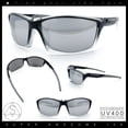 thumbnail image 2 of SA106 Sport Wrap Sunglasses UV400 Mirror Lens Lightweight Active Eyewear Black Clear Frame - Silver Mirror Lens, 2 of 7