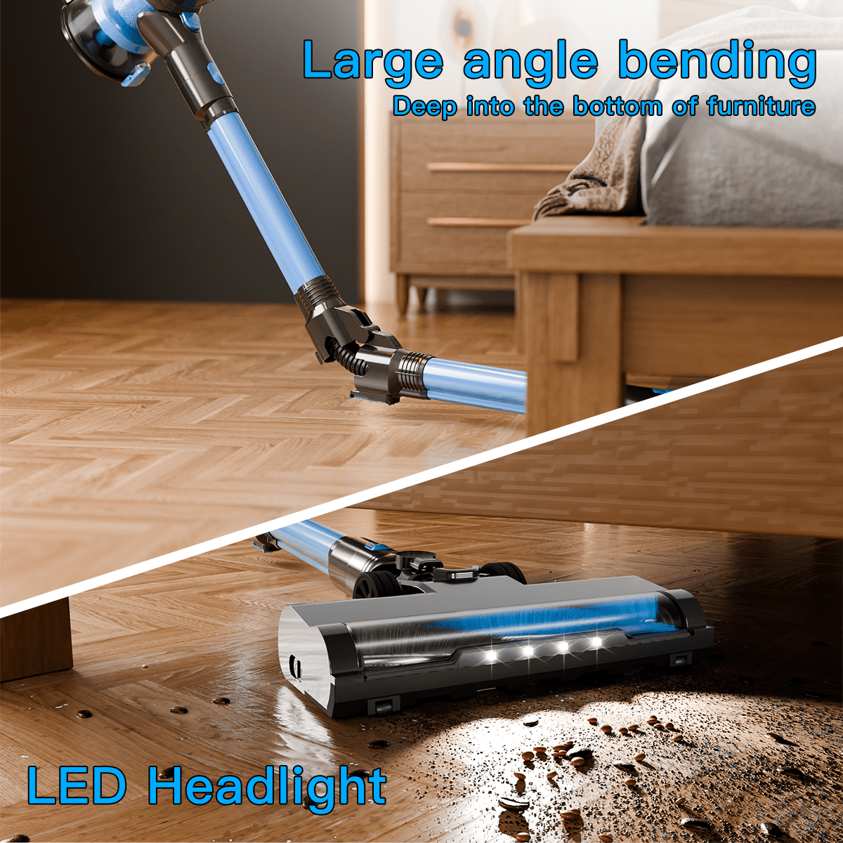 Texous Cordless Vacuum Cleaner 130AW Powerful Lightweight Bendable for Carpet Hard Floor Pet Hair House Cleaning V8