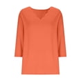 thumbnail image 3 of Aofany Women's Casual 3/4 Sleeve Length T-Shirts Tunic Tops V Neck Loose Fit Basic Tee Solid Color Blouse for Work Daily, 3 of 5