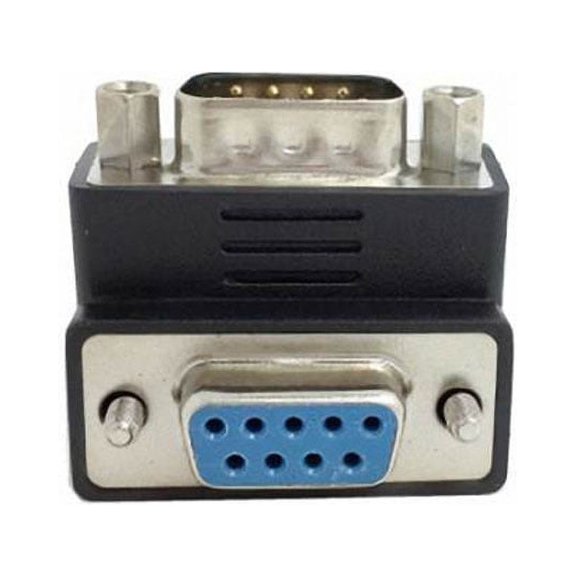 FVH D-Sub RS232 9Pin DB9P Male to Female Up Angled 90 Degree Extension Adapter