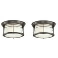 thumbnail image 2 of Westinghouse 6674600 Senecaville Two-Light Exterior Flush-Mount Fixture, Weathered Bronze Finish on Steel with White Alabaster Glass, 2 of 2