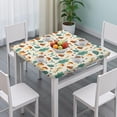 thumbnail image 3 of Brown Green Mushroom Fruit Leaf Beige Pattern Square Fitted Tablecloth with Elastic Edge,Square Table Cover,Washable Elastic Table Cover for Home Kitchen Party Decor 34"x34", 3 of 6