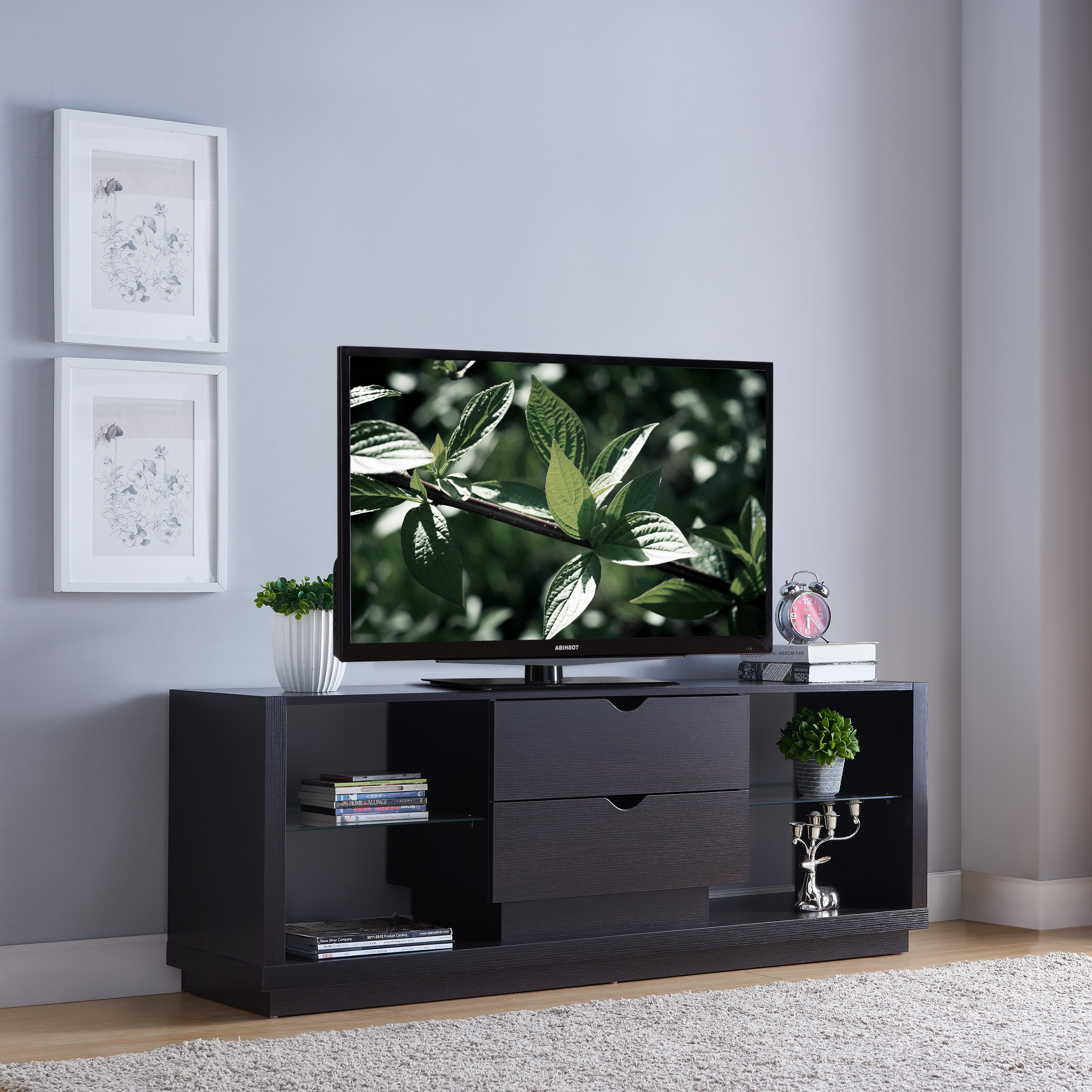 Smart Home 192470 Mid Century Modern TV Entertainment Center Stand fit