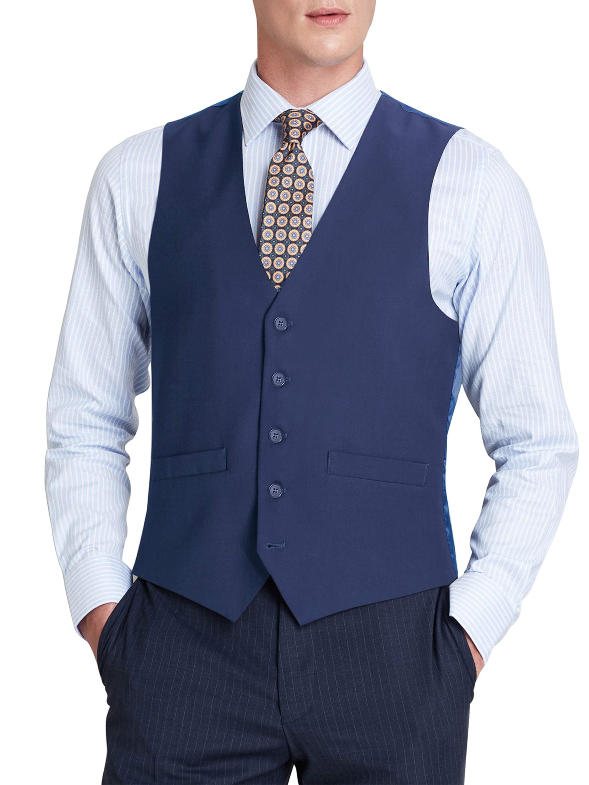 Men's V-Neck Suit Vest Button Formal Suit Waistcoat Regular Fit Suit ...