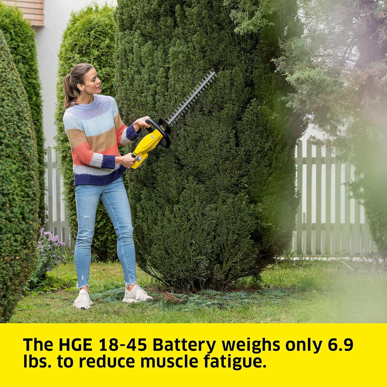 HGE 18-45 Cordless Hedge Trimmer with Rotating Handle and Diamond-Ground Blade - 17" Cutting Length - Tool Only