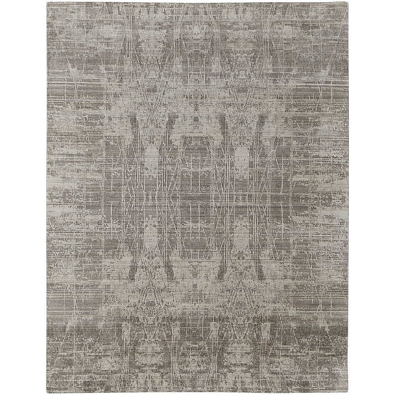Feizy Eastfield Modern Abstract, Gray/Ivory, 4' x 6' Accent Rug Sheen Handmade Casual Distressed Floor Rug for Living room Bedroom