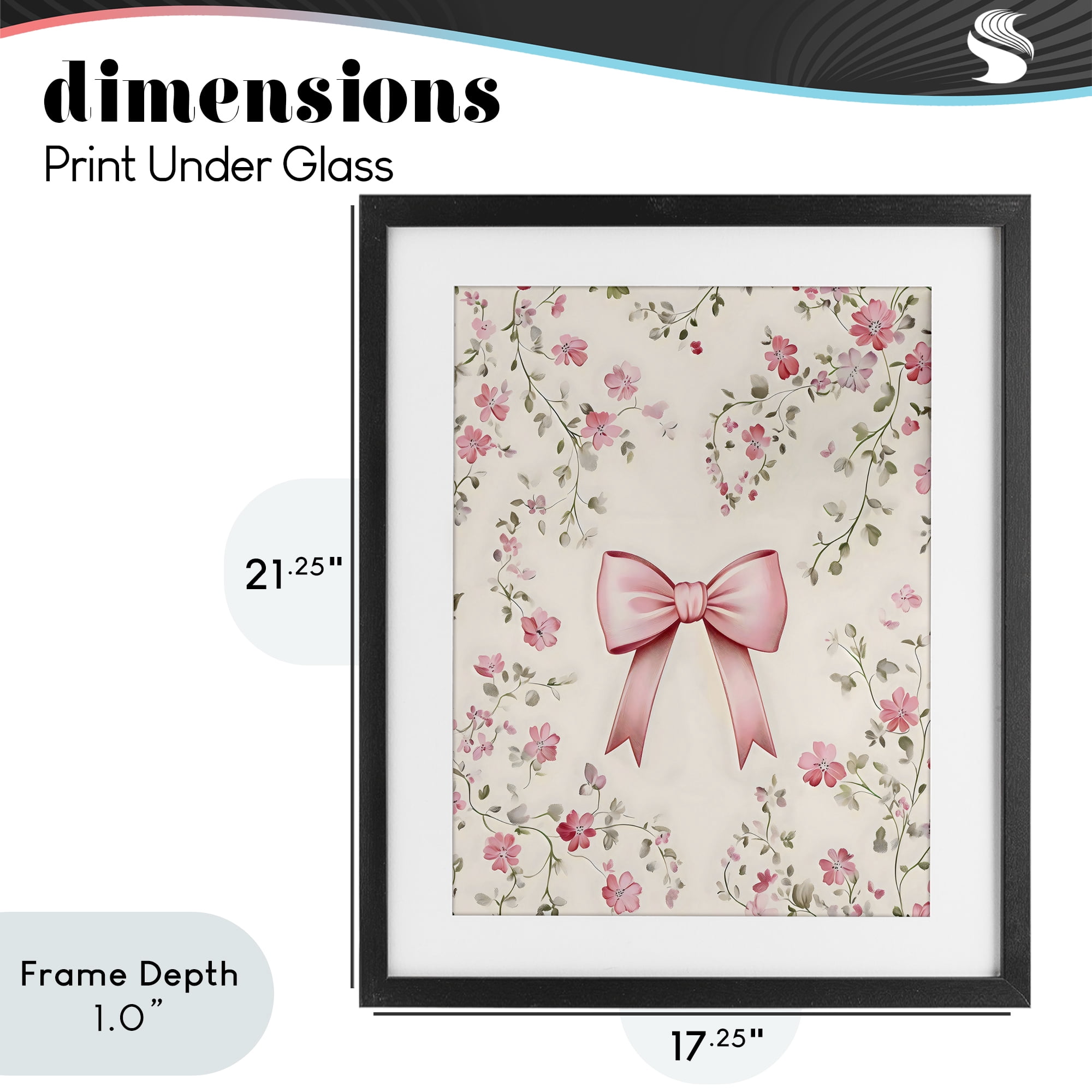 Stupell Industries Girly Ribbon Bow Black Framed Print Under Glass, design by Arlington Prints