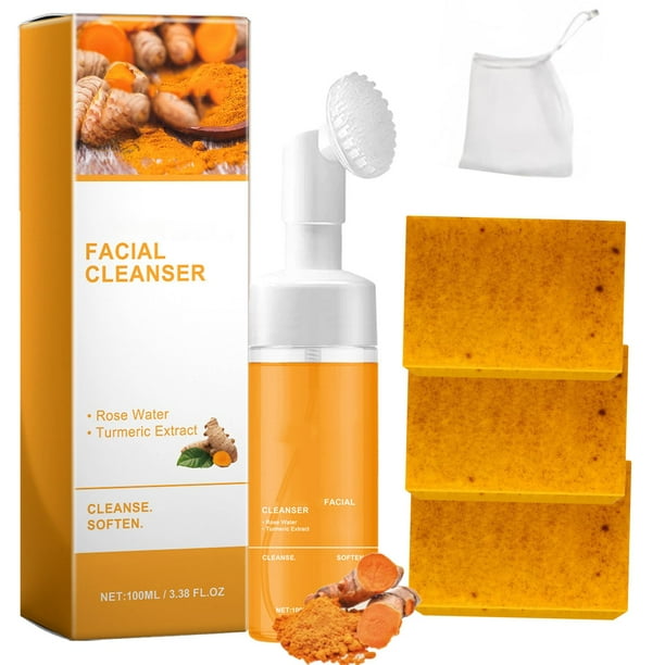 Set de cuidado facial y jabón de cúrcuma Derperzi con cepillo