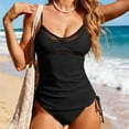 thumbnail image 4 of Zpzdpjkx Tankini Swimsuits for Women V Neck Sheer Mesh Two Piece Bathing Suits Adjustable Side Drawstring Swimwear Black M, 4 of 8