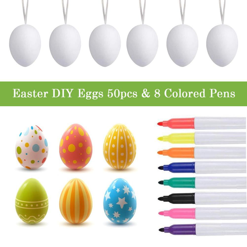 Details about   20pcs Plastic Easter Decorative Eggs with Hanging Rope Easter DIY Painting Eggs 