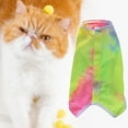 thumbnail image 4 of rygai Pet Recovery Clothes Button Closure Soft Comfortable Anti Lick Striped Print Pet Dog Cat Rehabilitation Protective Clothing Pet Supplies,Multicolor,S, 4 of 8