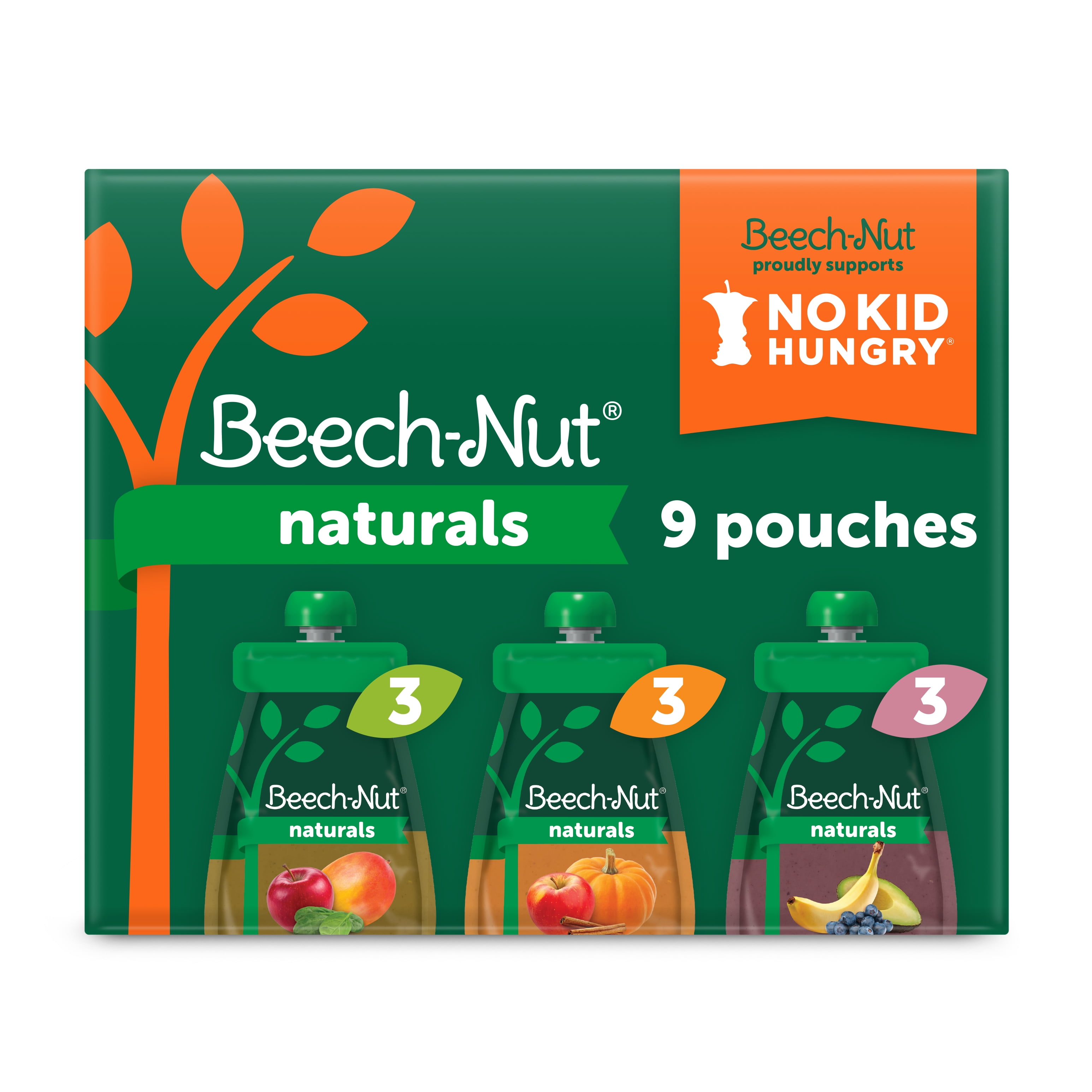 (9 Pack) BeechNut Naturals Stage 2, Variety Baby Food, 3.5 oz Pouch