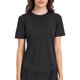 thumbnail image 1 of Camisa deportiva para mujer, cuello redondo, manga corta, tiras reflectantes de secado rápido, camisa de entrenamiento para correr, negro 12, 1 of 6
