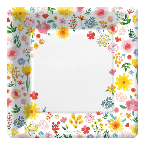 Bright Floral Splash 10" Dinner Plates  Set of 8 Colorful Disposable Plates for Spring & Summer Events