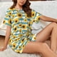 thumbnail image 4 of Fotbe White Blue Striped Sunflower Conjunto de Pijama Estampado para Mujer, 2 Piezas, Ropa de Dormir con Camiseta de Manga Corta y Shorts Suaves-Medium, 4 of 6