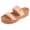 Pink, variant on Women’s Ribbed Knit Wedge Slide Sandals, Double Strap Platform Slides with Faux Cork Footbed, 2” Comfort Wedge, Lightweight Non-Slip Casual Summer Sandals for Women