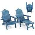 thumbnail image 1 of Gymax 2 Pcs Chaise Adirondack Pliante Hanches Chaise de Foyer avec Dossier Réglable Bleu Marine, 1 of 10