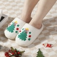 thumbnail image 2 of Christmas Fuzzy Slippers for Women Men Funny Print Matching House Shoes Furry Lined Winter Warm Anti-Slip Bedroom Slides Gray 7.5, 2 of 5