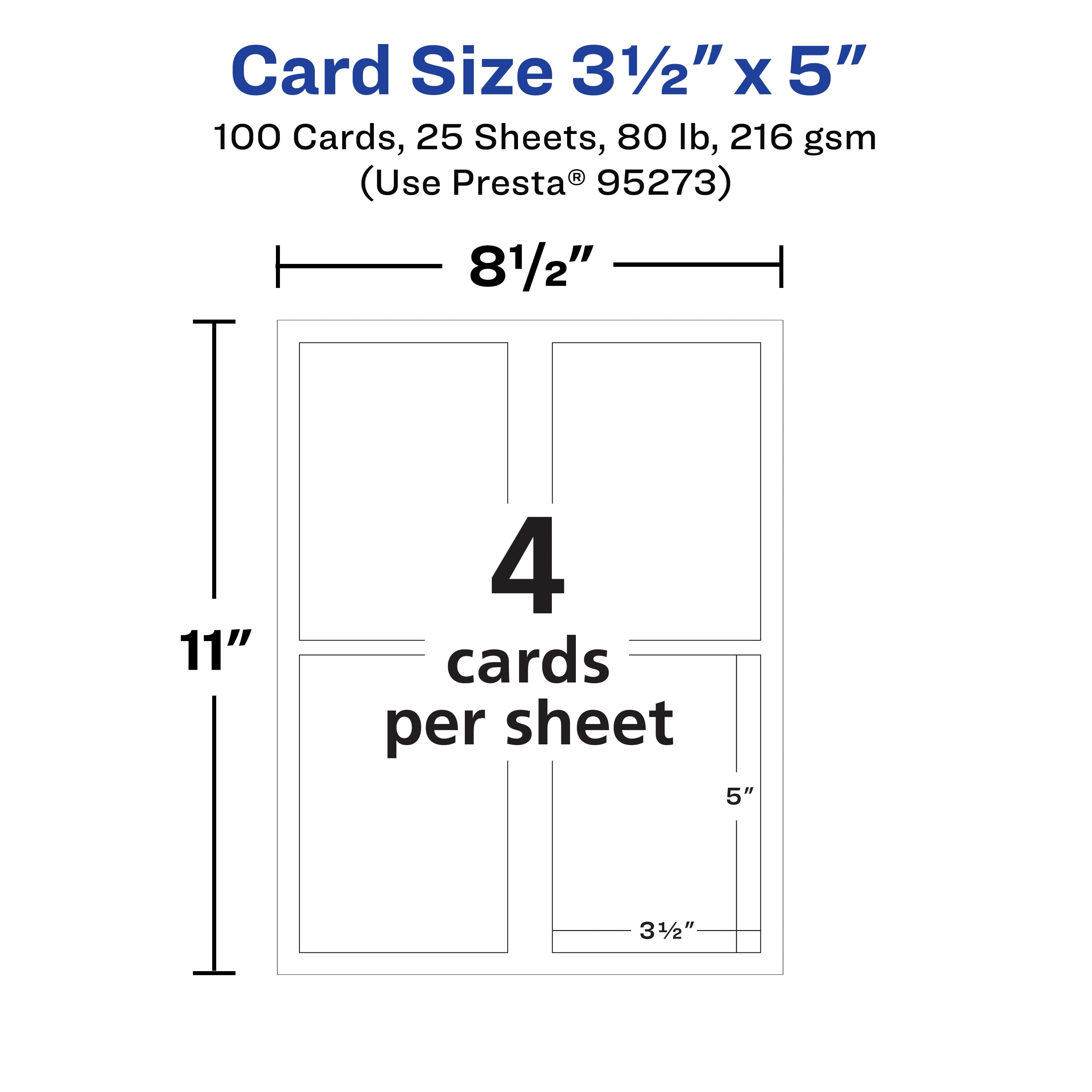 Avery Matte White Rectangle Cards, 3.5