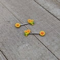 thumbnail image 5 of Body Candy 14G Womens Piercing 316L Steel 2Pc Happy Yellow Sunflower Trio Nipple Ring Set 9/16, 5 of 8
