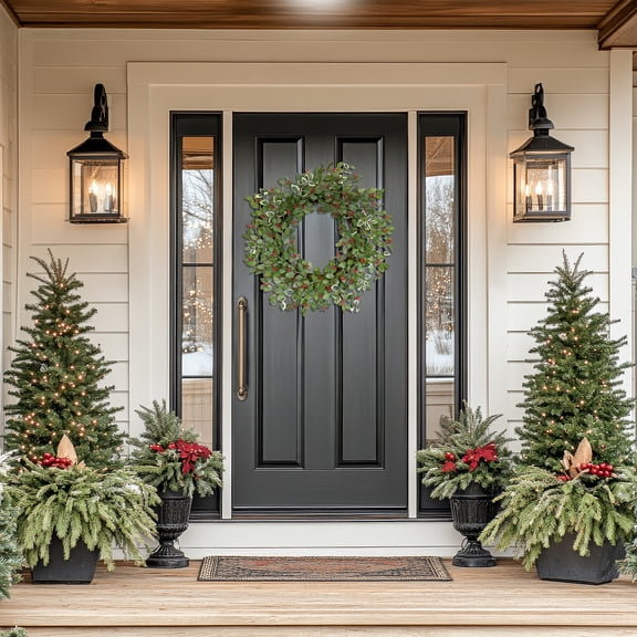 Northlight Glittered Holly and Berry Artificial Christmas Wreath - 24" - Unlit