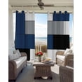 thumbnail image 4 of Navy Blue Black Grey Blackout Curtains 72 Inches Long for Bedroom, Modern Irregular Geometric Abstract Thermal Insulated Room Darkening Black Out Window Curtain Panels Grommet Drapes for Living Room, 4 of 8