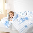 thumbnail image 3 of Manfei Blue Ribbon Bow Twin Comforter Sets 3-Piece for Kids Girls,Teens Female Geometric Stripes Bedding Set,Super Cozy Room Decor, 3 of 6