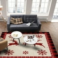 thumbnail image 2 of Christmas Elk Area Rug 5x7ft Snowflake Red Black Buffalo Plaid Non-Slip Washable Square Rugs Soft Felt Indoor Floor Mat for Bedroom Kitchen Living Room Bathroom, 2 of 8
