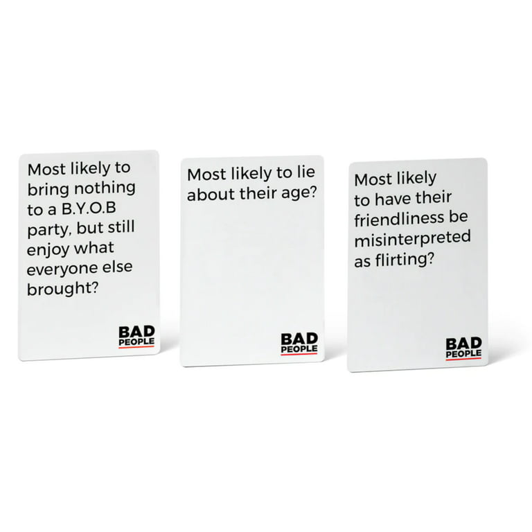 BAD PEOPLE - RED Expansion Pack (100 New Question Cards) - The Party Game  You Probably Shouldn't Play 