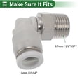 thumbnail image 4 of Unique Bargains Push to Connect Air Fittings 15/64" 90 Degree Air Line Quick Joint Plastic Metal 1/8"BSPT 2 Pcs White Silver Tone, 4 of 7