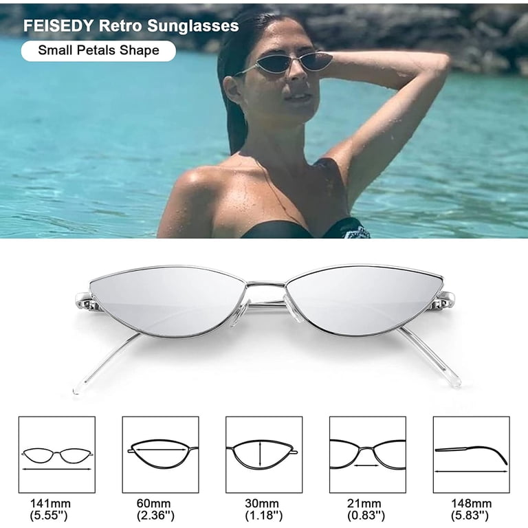 Retro Small Petals Arc Temple Sunglasses UV400 Protection Lightweight Metal Amazon.com: FEISEDY 2Pack Fashion Designer Sunglasses Retro  main image 4