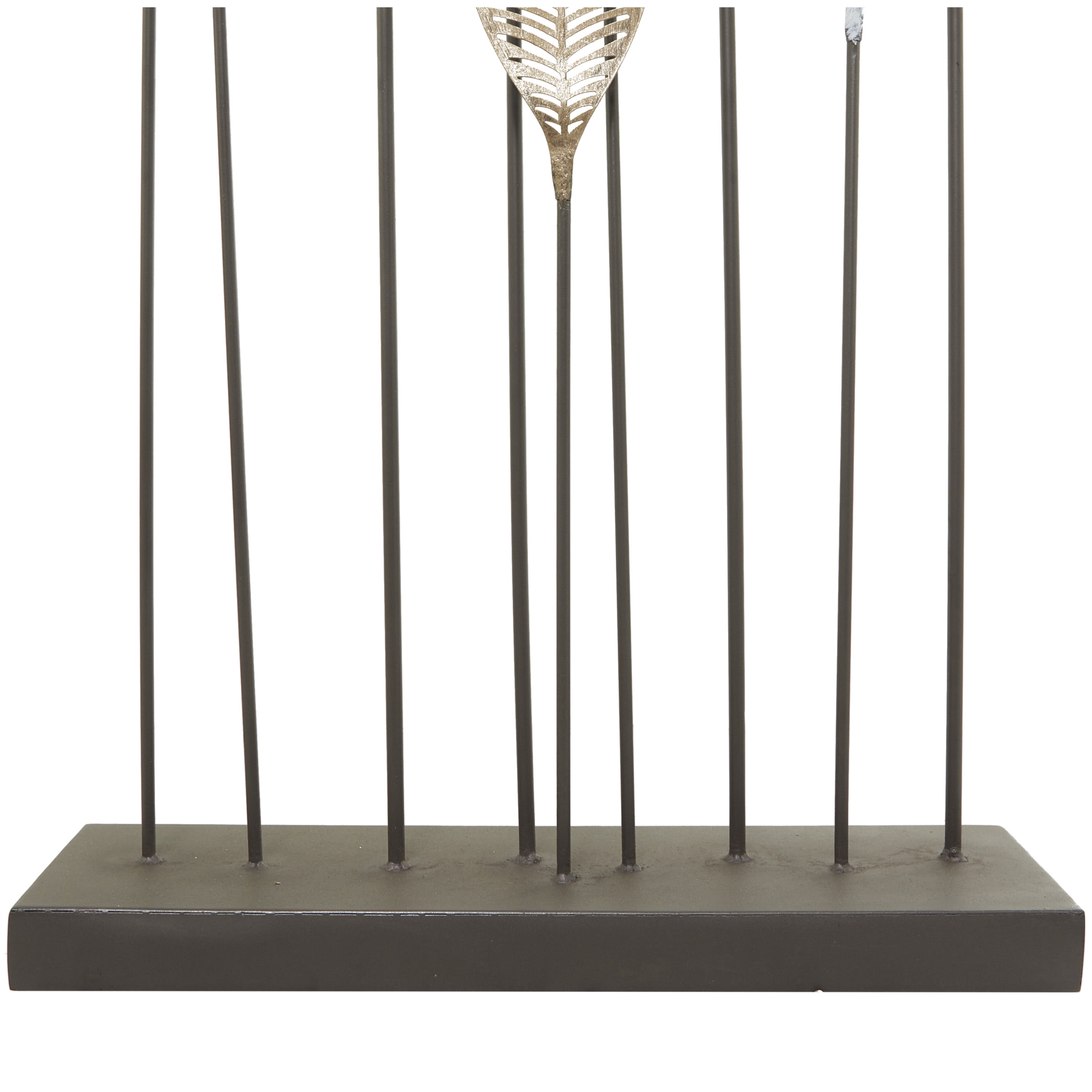 24" x 60" Bronze Metal Leaf Sculpture with Black Base, by DecMode