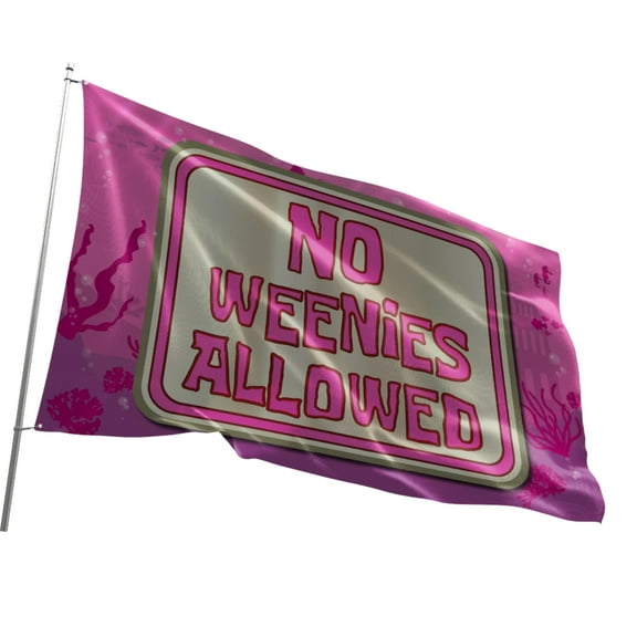 Fun Flags No Weenies Allowed Flag - Durable and Weather Resistant Beach Flags, Vibrant Color Funny Banner, 3x5 Indoor And Outdoor Flag, Yard Lawn Outdoor Decor