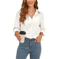 thumbnail image 1 of UKAP Oversized Baggy Cotton Linen Shirt Tops For Women Ladies Buttom Down OL Office Work T-Shirt Winter Thin Linen V-Neck Tunic Blouse Tops Basic Tee, 1 of 5